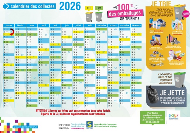 Calendrier des Collectes 2026